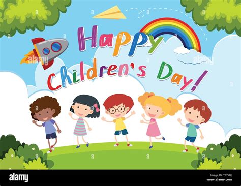 Happy children's day logo illustration Stock Vector Image & Art - Alamy