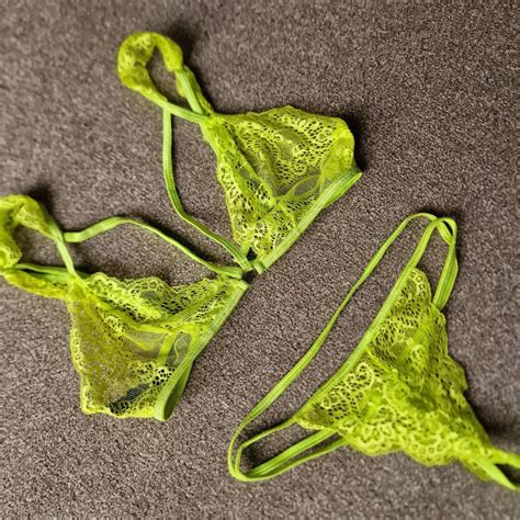 Neon Green Lingerie Set From Boohoo Size Small Worn Depop