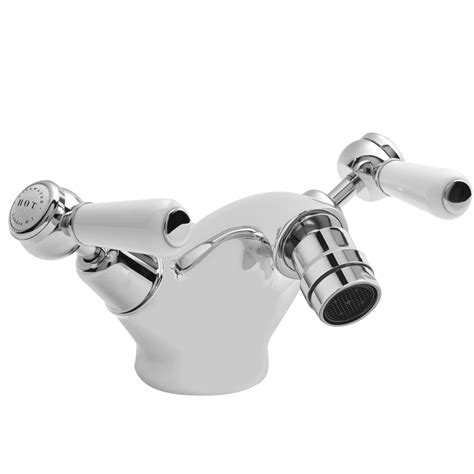 Bayswater White Mono Bidet Mixer With Lever And Dome Collar