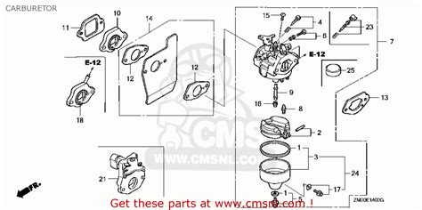 Honda Gcv135s2e14zm01e4 Carburetor Schematic Partsfiche