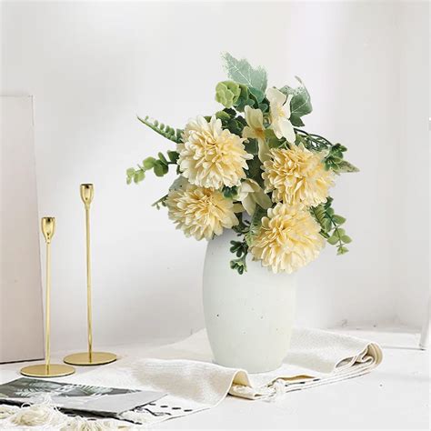 Yonrjhukm Artificial Chrysanthemum Silk Flowers for Wedding and Home