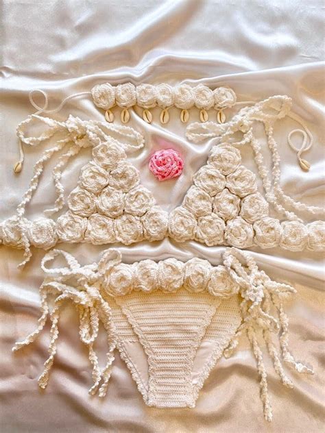 Crochet Bikini Set Bridal White Swimsuit Swimwear Honeymoon Etsy