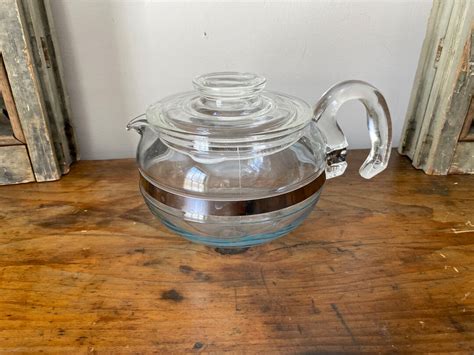 Vintage Pyrex 6 Cup Glass Flameware Teapot Etsy