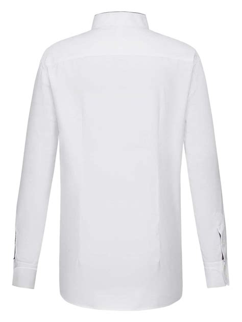 Shanghai Tang Contrast Collar Cotton Shirt White Farfetch