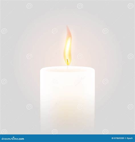 Candle Flame Burning 3d Realistic Vector White Background Stock Vector