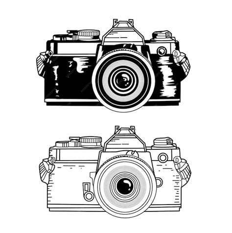 Premium Vector | Vintage camera vector line art illustration