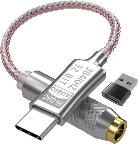USB C DAC [♪ Alta resolução 32 bits 384 KHz♪] Adaptador de áudio USB C ...