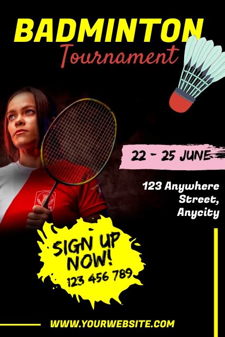 Badminton Poster Template Postermywall