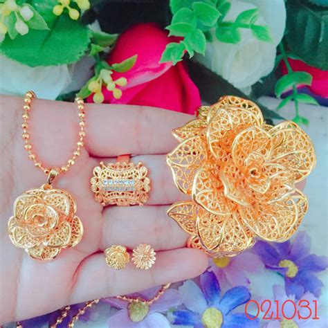 Jual Set Perhiasan Xuping Lapis Emas Bunga Kendari Jakarta Barat