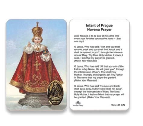 Infant Of Prague Novena Prayer Soft Plastic Stock Holy Card Rcc E Ebay