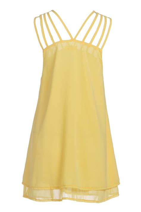 Yellow S Stylish Yellow Spaghetti Strap Ruffle Women S Dress RoseGal