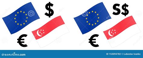 EURSGD Forex Currency Pair Vector Illustration EU And Singapore With