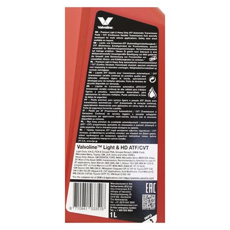 Valvoline Light Heavy Duty Atf Cvt Fluid For Various Vehicle