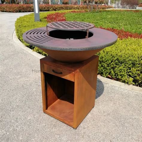 Heavy Duty Outdoor Barbeque Corten Steel Metal Fire Pit Barbecue Grill