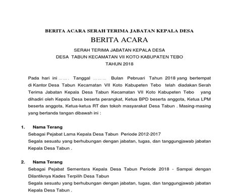 Detail Contoh Berita Acara Serah Terima Jabatan Kepala Sekolah Koleksi