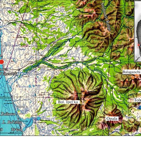 Study area in the topographic map, scale 1 : 500000 (Topograficheskaya ...