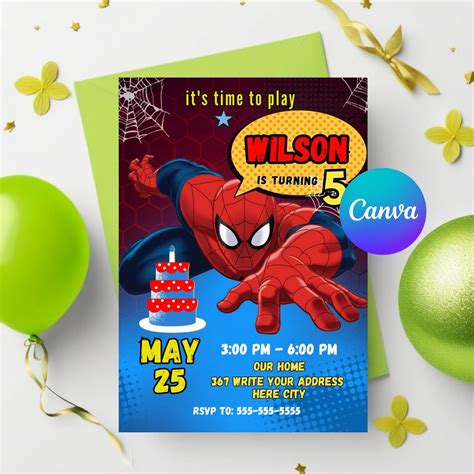 Spidey Invitation Spiderman Birthday Party Invite Spidey Birthday