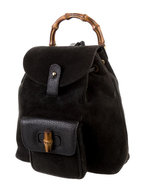 Gucci Bamboo Suede Backpack Backpacks Handbags The RealReal