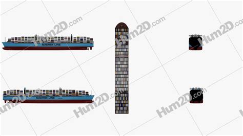 Maersk Triple E-class container ship Blueprint Template - 3DModels.org