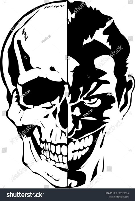 Horror Half Head Half Skull Over Royalty Free Licensable Stock