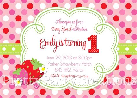 Strawberry Party Invitation You Print With Or Without Photo