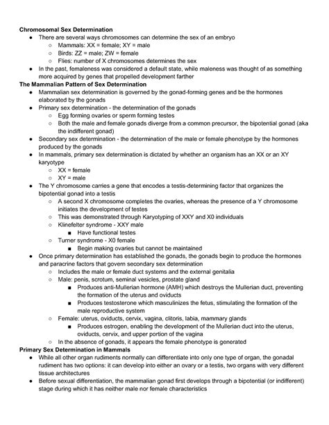 6 Sex Determination And Gametogenesis Chromosomal Sex Determination