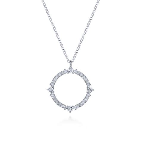 K White Gold Round Diamond Circle Pendant Necklace Thompsons Jewellers