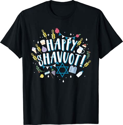 Happy Shavuot Decorations Jewish Hebrew Judaism Holiday 2024 Cotton T ...