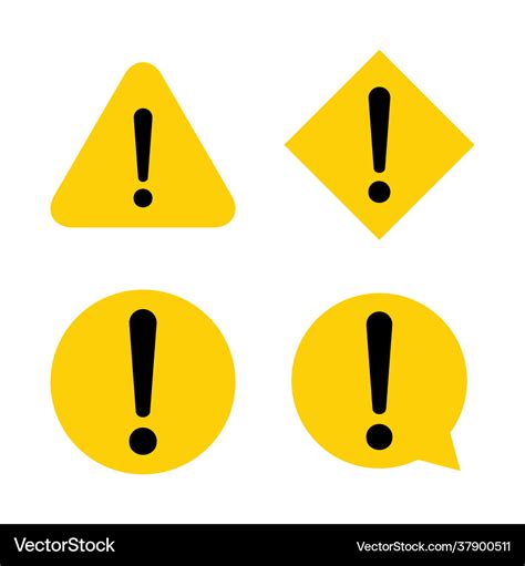 Set Hazard Warning Warn Symbol Icon Flat Sign Vector Image