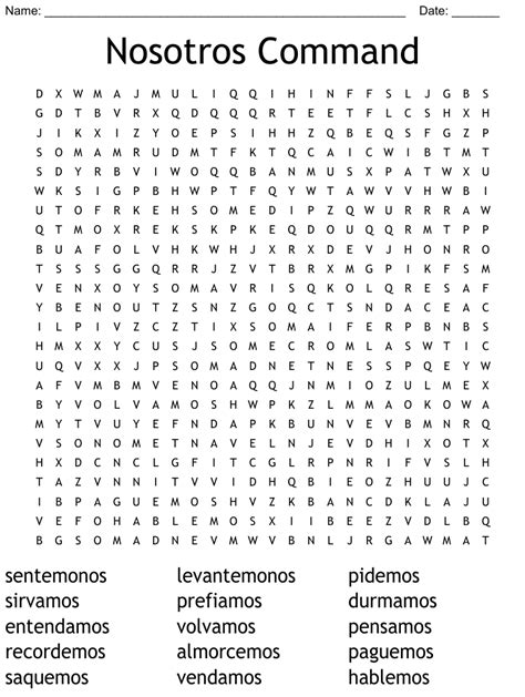 Nosotros Command Word Search Wordmint