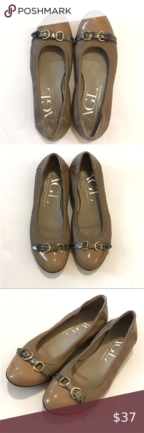 AGL Nude Icon Cap Toe Ballet Flat US Round Toe Flats Shoes Snake