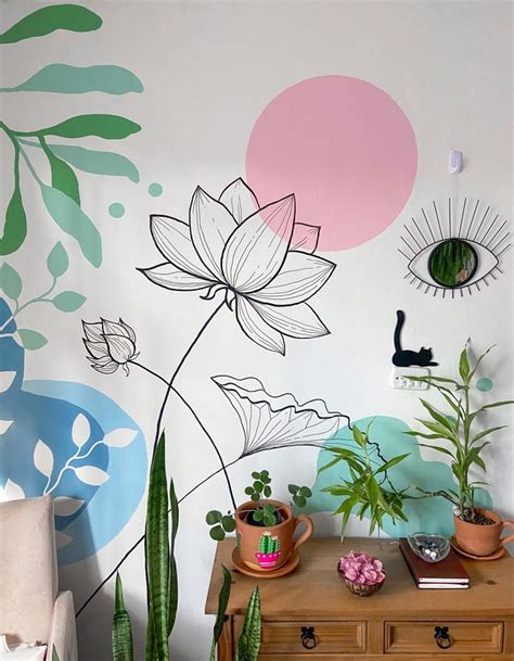 Pintura Org Nica L Tus Decora O De Parede Decora O De Parede F Cil