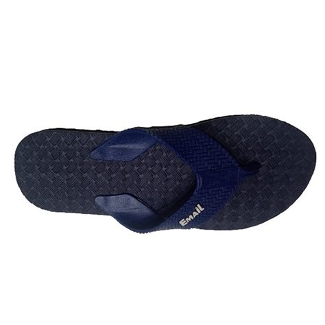 Navy Blue Regular Men Rubber Hawai Slipper Design Pattern Matt