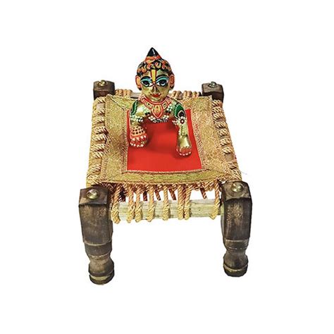 Laddu Gopal Kanha Ji Wooden Khat Bed No Brijya