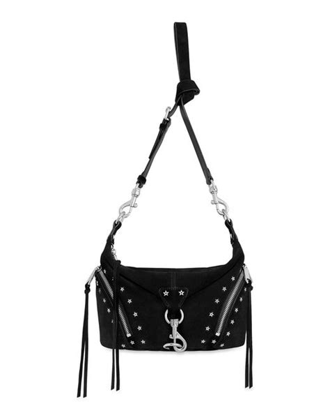 Rebecca Minkoff Small Julian Studded Leather Crossbody Bag In Black Lyst