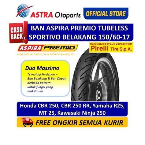 Jual Ban Belakang Aspira Premio Sportivo Tubeless 150 60 17 Untuk Honda