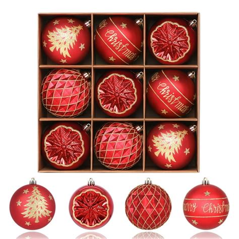 Shareconn 100mm4 Inch 9pcs Christmas Balls Ornaments Colored