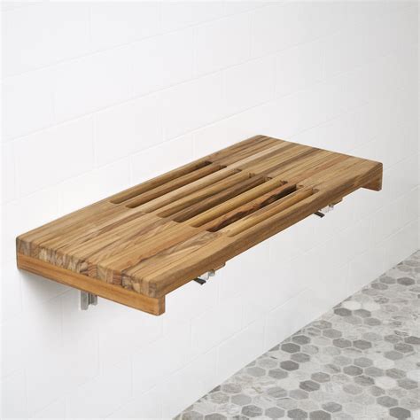 Heavy Duty Wall Mounted Teak Shower Seat | Teakworks4u