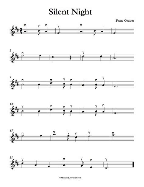 Free Violin Sheet Music – Silent Night – Michael Kravchuk