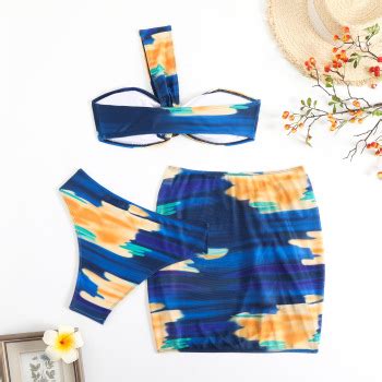 Wholesale S Xl New Color Patchwork Padded Bikini Drawstring Mesh Three Piece Swimsuit