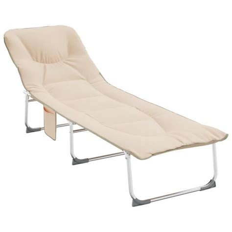 Zerodis Chaise Longue Pliable Beige Tissu LC033 Cdiscount Jardin