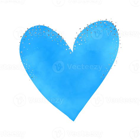 Blue Heart Watercolor With Silver Glitter 15241323 PNG