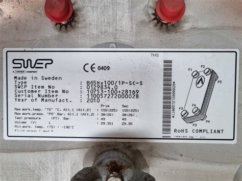 New Swep B Hx P Sc S Brazed Heat Exchanger Hos Bv