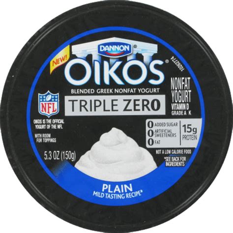 Dannon Oikos Triple Zero Plain, 5.3 oz - Kroger