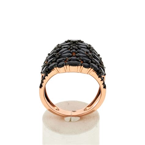 Bague Argent Rose Et Ruth Nium Noir Zirconias Noirs Maty