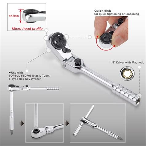Cần vặn vít tự động 1/4" L110mm CHEV0811 Toptul