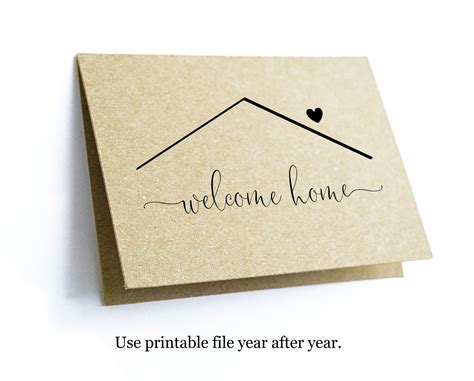 Printable Welcome Home Card Template, Blank Folded New Home Notecard ...