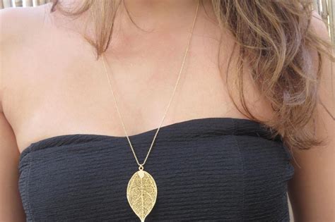 Gold Long Necklace Gold Leaf Necklace Filigree Leaf Leaf Pendant Thin Gold Leaf Delicate