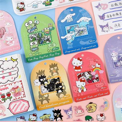 Kit Com 24 Adesivos Sanrio Hello Kitty My Melody Kuromi Pompompurin