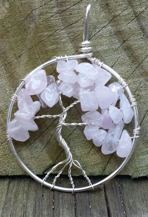 Rose Quartz Tree Of Life Pendant By Cinswhims On Etsy Tree Of Life Necklace Tree Of Life